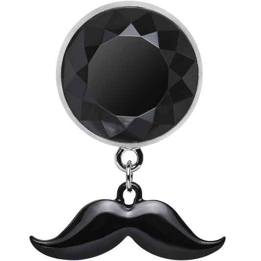 9/16 Black Dangling Mustache Steel Plug