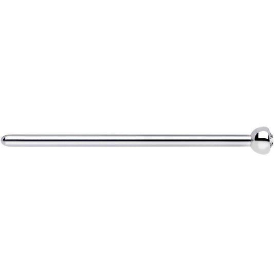 18G 3/4 Clear CZ Steel Straight Fishtail Nose Ring 2.5mm