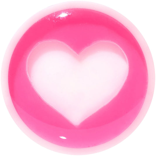 00G White Pink Acrylic Adoring Heart Saddle Plug