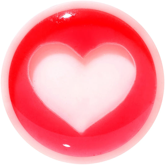 1/2 White Red Acrylic Adoring Heart Saddle Plug