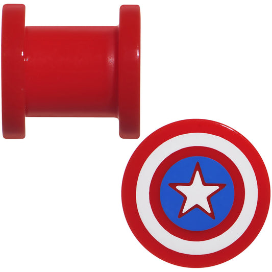 0G Red Acrylic Licensed Captain America Logo Screw Fit Plug Set