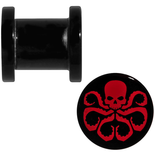 0G Black Acrylic Licensed Hydra Logo Screw Fit Plug Set