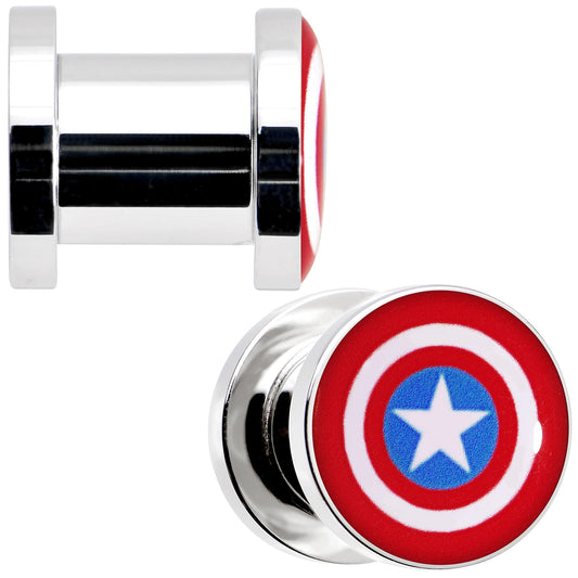 0G Steel Licensed Captain America Logo Screw Fit Plug Set