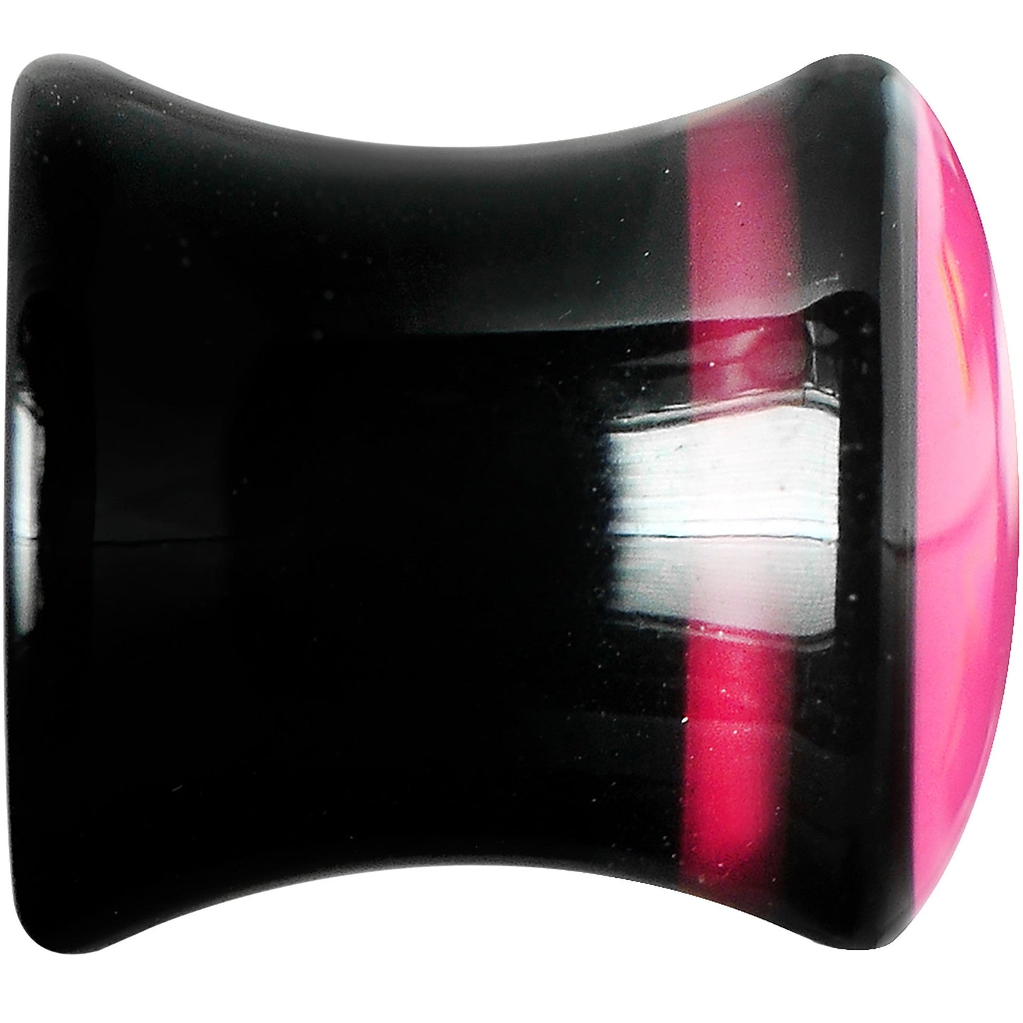 0G Black Acrylic Hot Pink Heart Saddle Plug