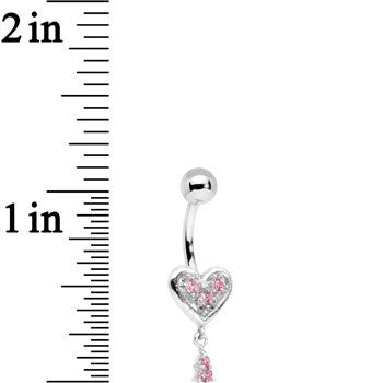 Pink Gem Sterling Silver Tender Heart Belly Ring