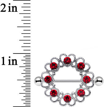 14G 1 1/16 Red Gem Daring Little Devil Halo Heart Nipple Shield Set
