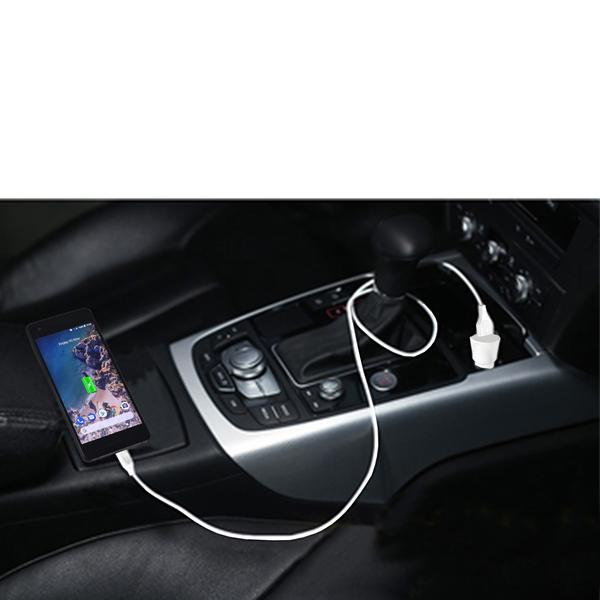 Esoulk 12W 2.4A Dual USB Travel Car Charger With 5FT Micro USB Charging Cable