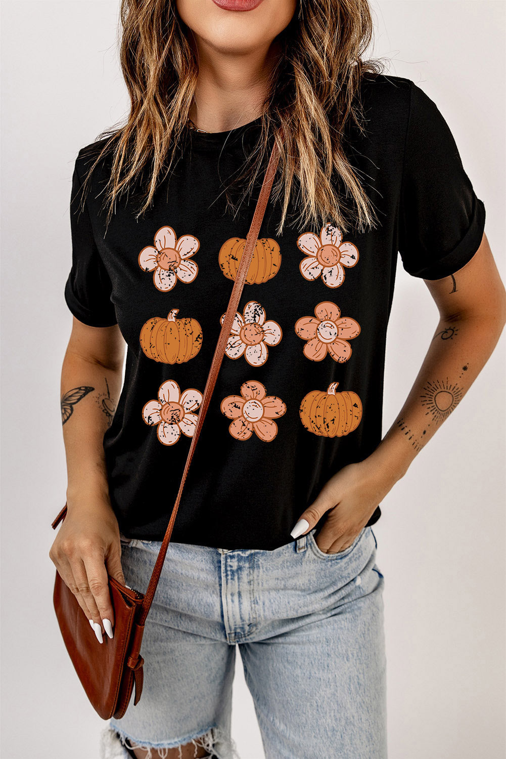 Molly Pumpkin Flower Graphic Top-3