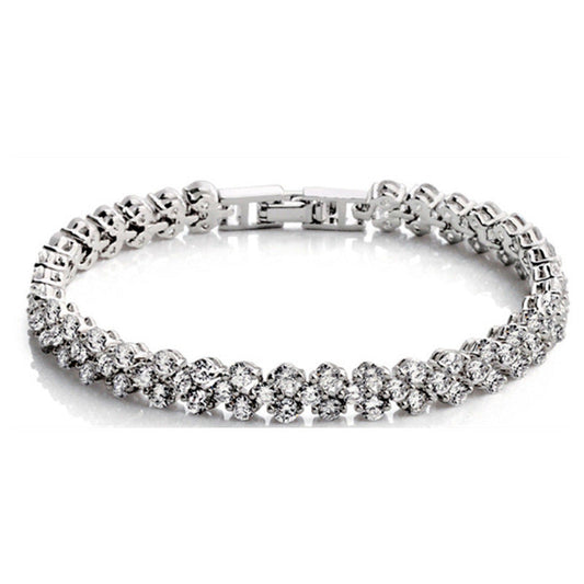 White Gold Plated Multi-Diamond Bracelet