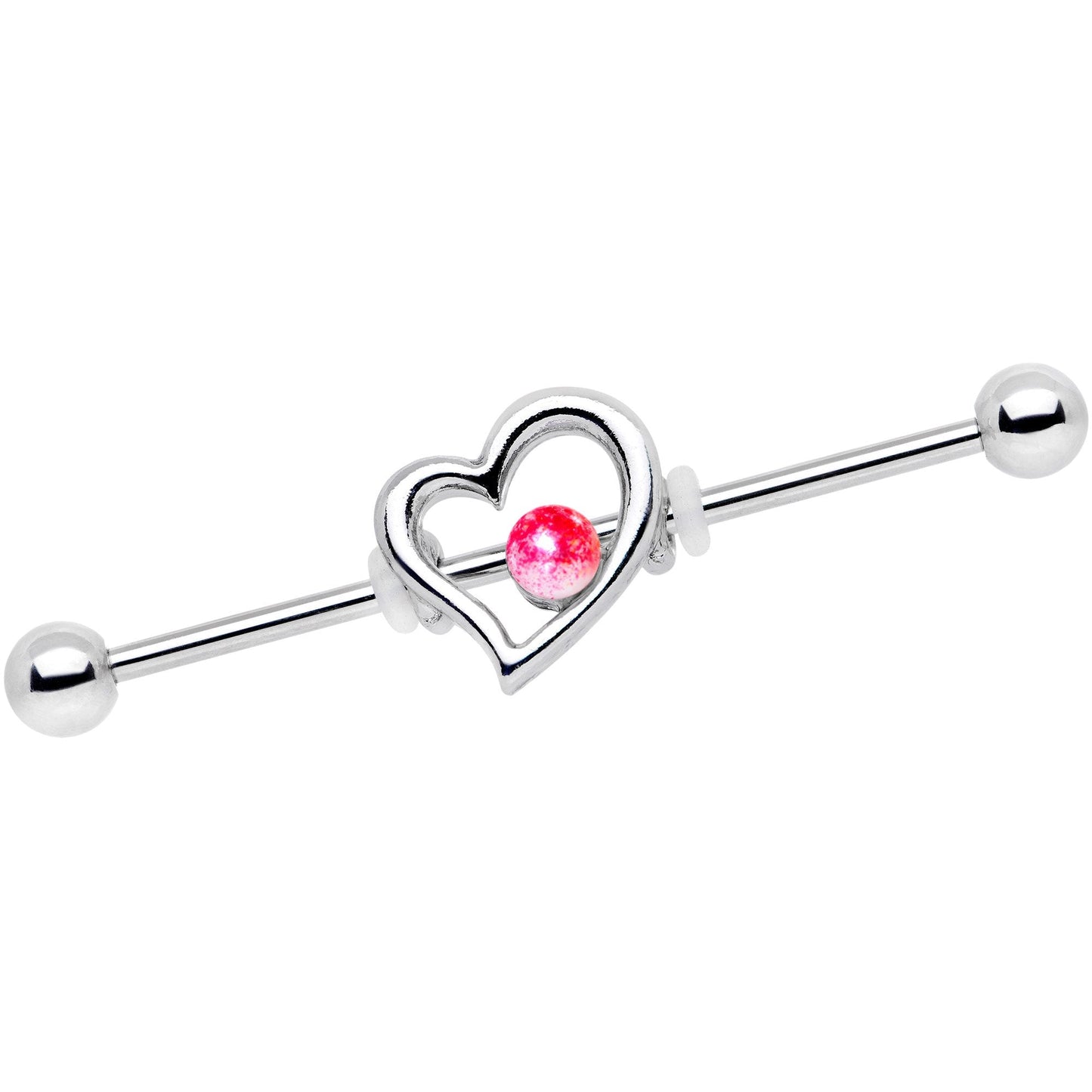 Pink Fade Love Heart Industrial Barbell 38mm