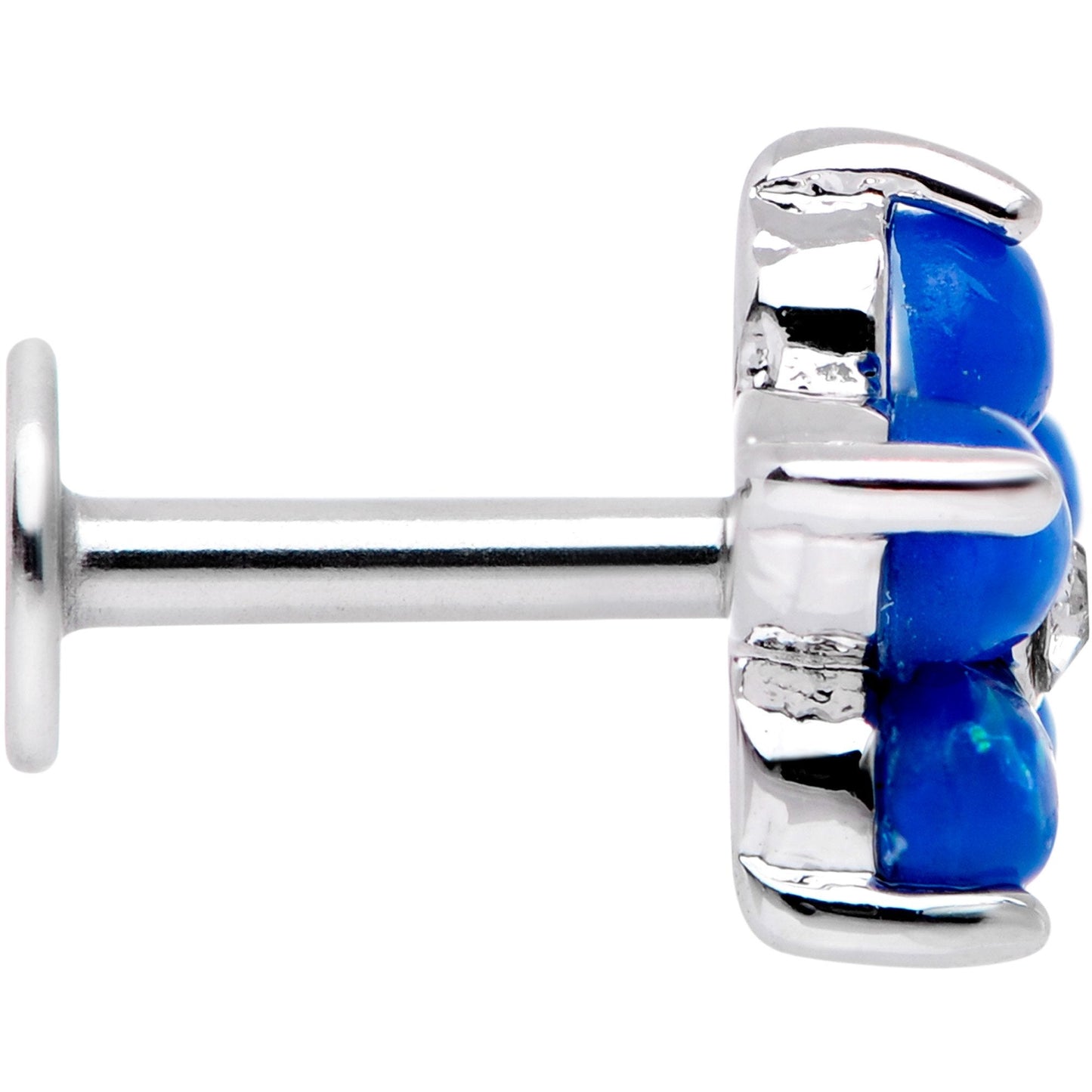 16G 1/4 Blue Faux Opal CZ Flower Cartilage Tragus