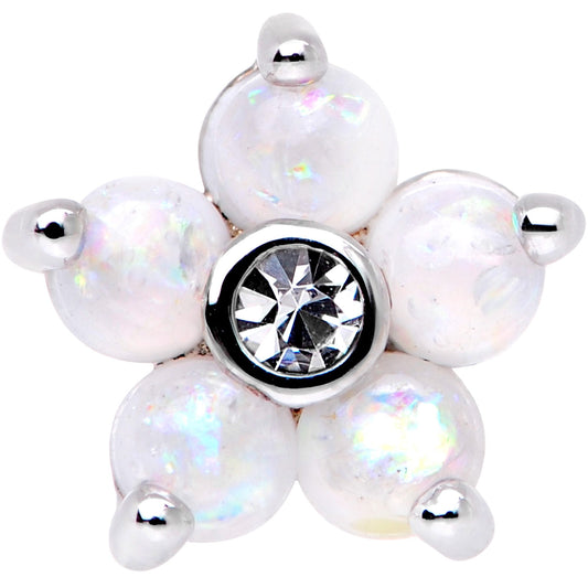 16G 5/16 White Faux Opal CZ Flower Cartilage Tragus