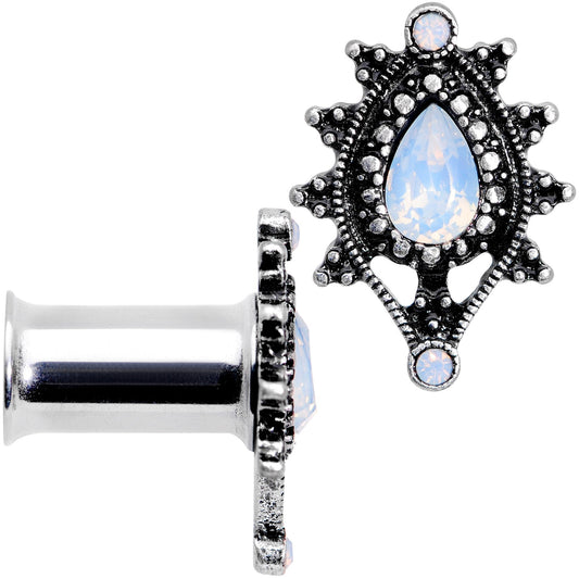 White Faux Opal Filigree Framed Double Flare Plug Set 6mm to 12mm