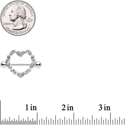 14G 9/16 Clear Gem Dear Heart Nipple Shield Set
