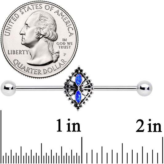 14G Glitter Blue Halloween Spider Queen Industrial Barbell 38mm