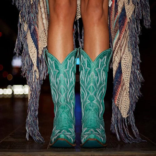 Plus Size Embroidered Long Rider Boots