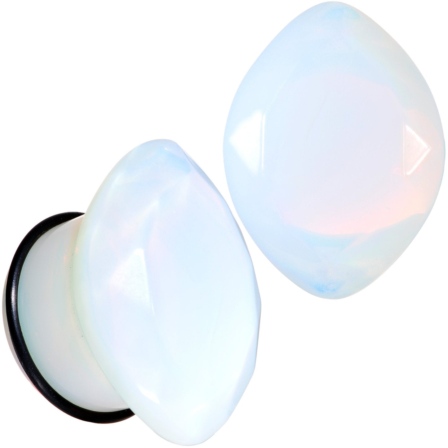 White Opalite Faceted Single Flare Plug Set 6mm to 25mm