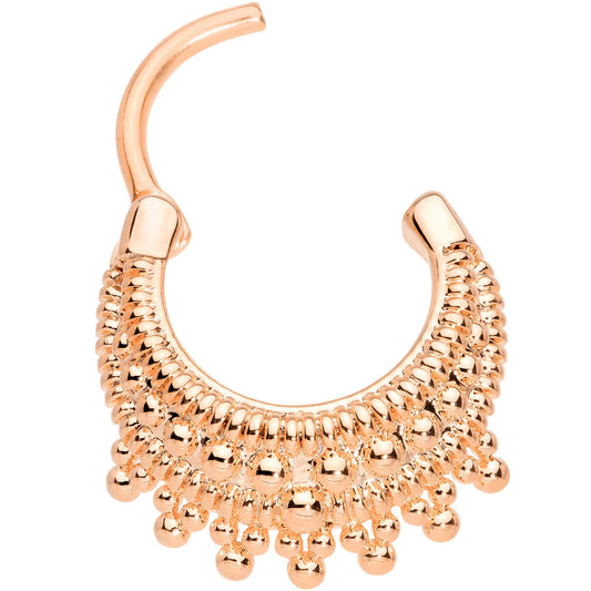 16G 3/8 Rose Gold Tone Debutante Fashion Hinged Septum Ring