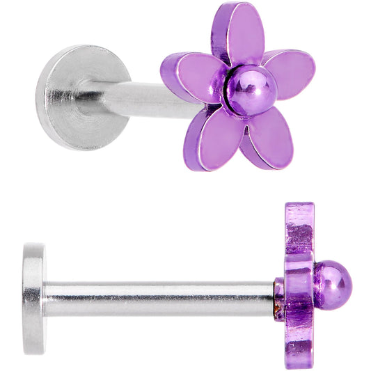 16G 5/16 Multicolor Internally Threaded Flower Labret Set of 4