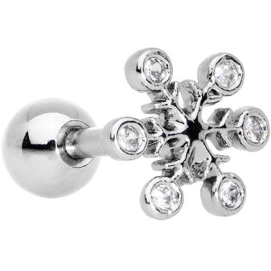 Clear Gem Winter Fun Snowflake Snowman Cartilage Tragus Set of 2