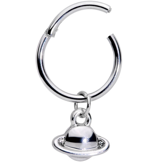 16G 3/8 Ringed Planet Saturn Dangle Hinged Segment Ring