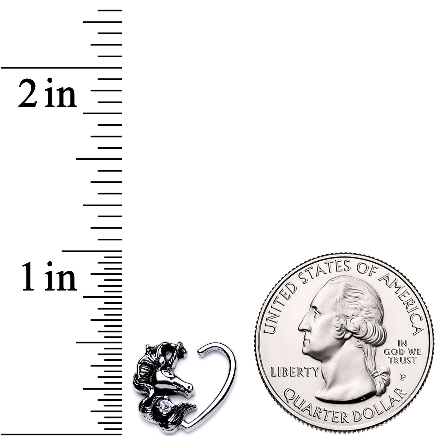 16G 3/8 Clear CZ Unicorn Right Heart Closure Ring