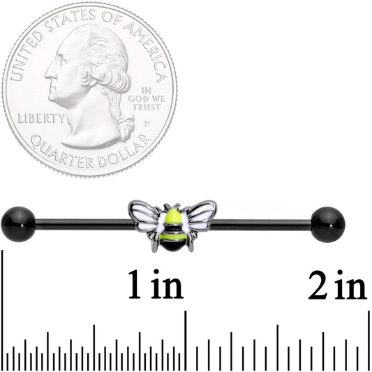 14G Black Blissful Bumblebee Industrial Barbell 38mm