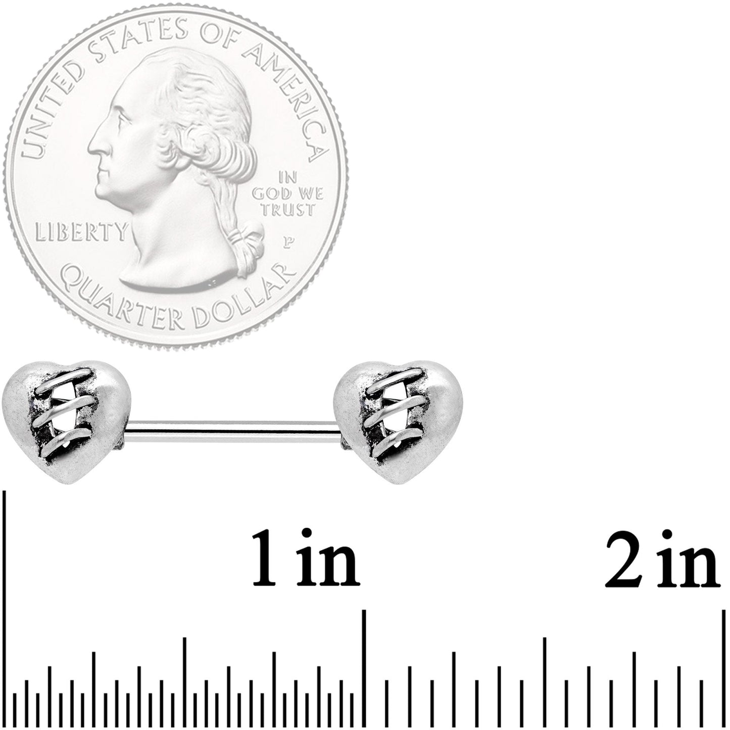 14G 9/16 Heal My Heart Barbell Nipple Rings