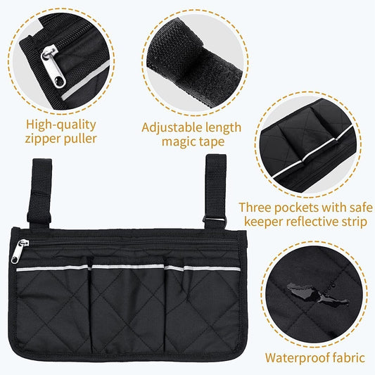 Bright-Line Wheelchair Armrest Side Bags for Easy Accessory Storage