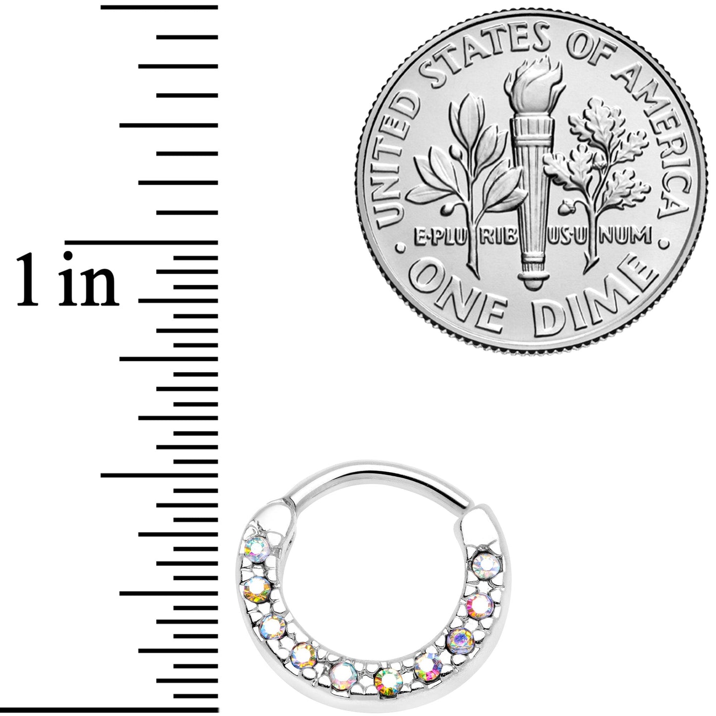 16G 5/16 Aurora Gem Paved Cartilage Clicker