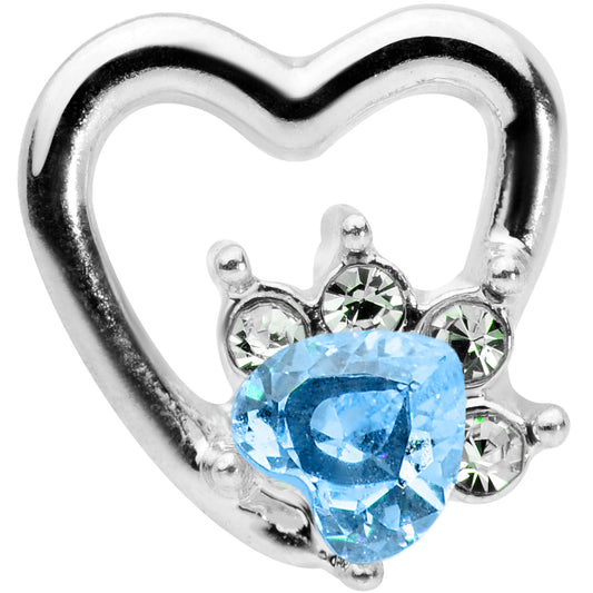 16G 1/4 Blue Gem Rose Flower Hollow Heart Cartilage Tragus