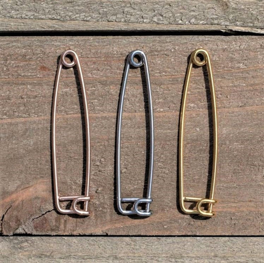 14G Gold Tone Punk Rock Safety Pin Industrial Barbell 38mm