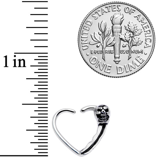 16G 3/8 Love Heart Scary Skull Left Ear Closure Ring