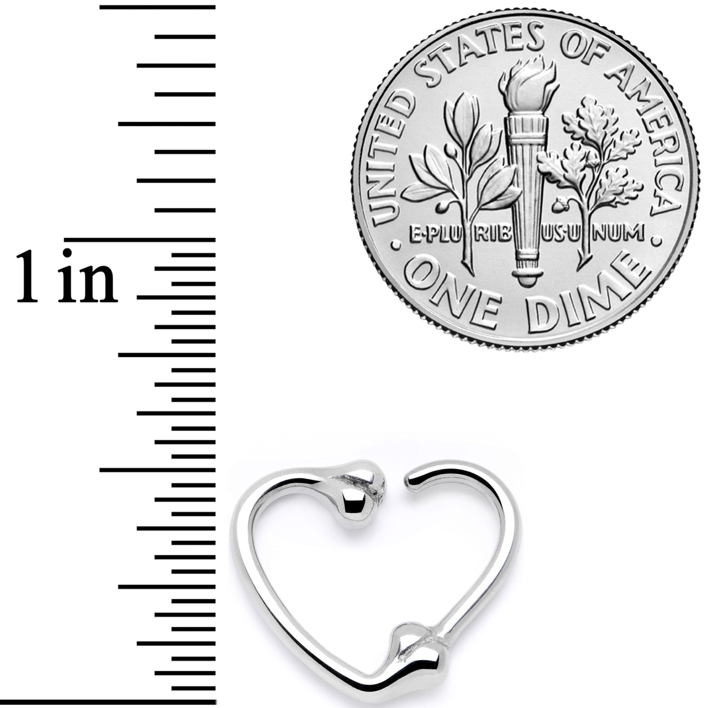 16G 3/8 Bone Heart Right Ear Closure Ring