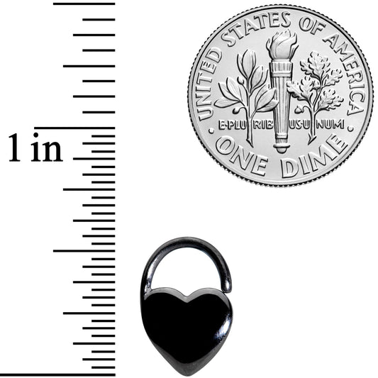 16G 5/16 Black PVD Heart Padlock Closure Ring