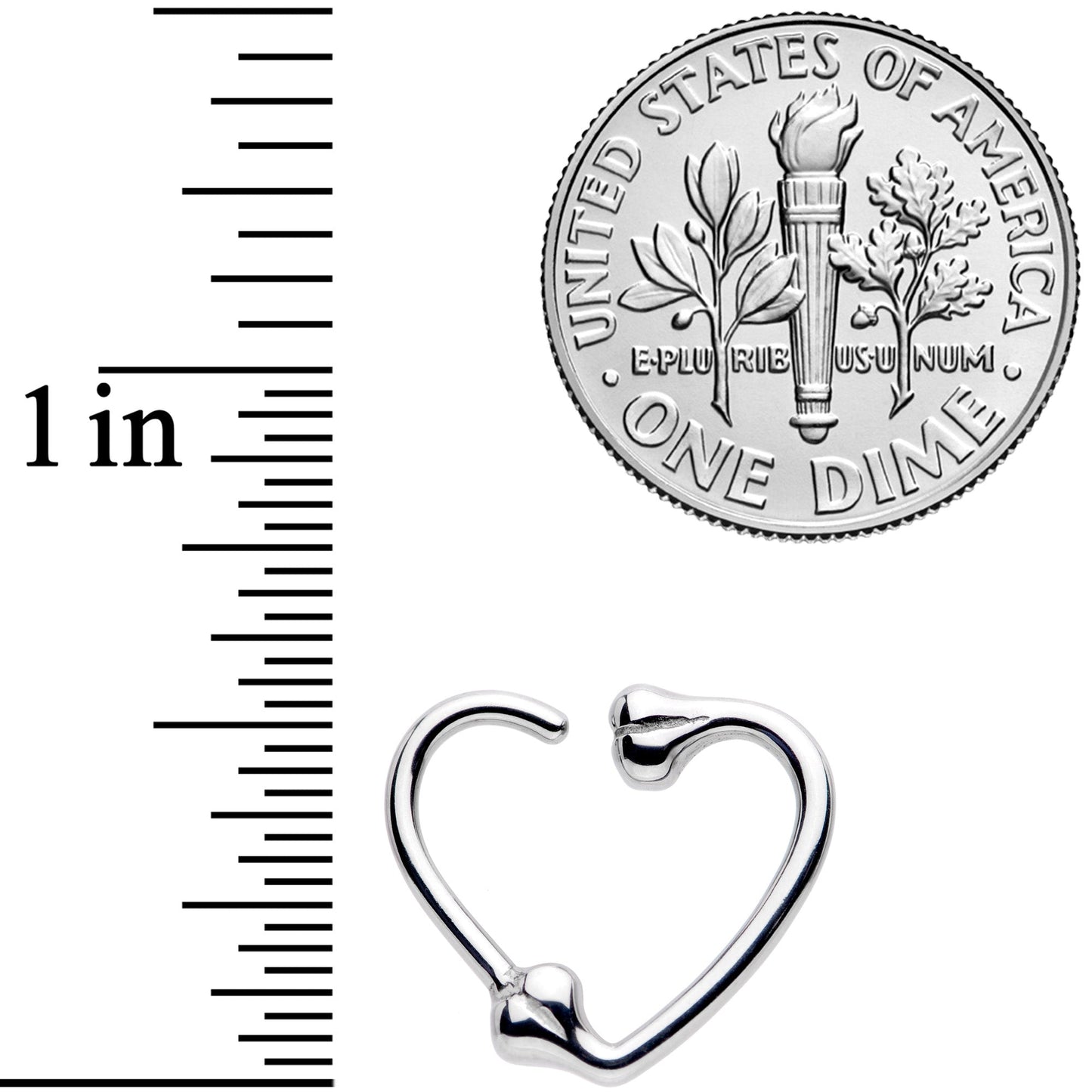 16G 3/8 Bone Heart Left Ear Closure Ring