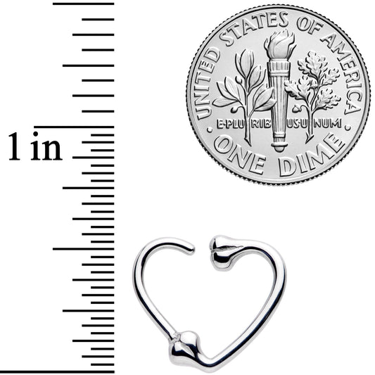 16G 3/8 Bone Heart Left Ear Closure Ring