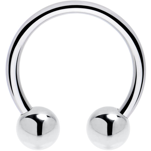 16G 1/2 Solid 14K White Gold Horseshoe Circular Barbell