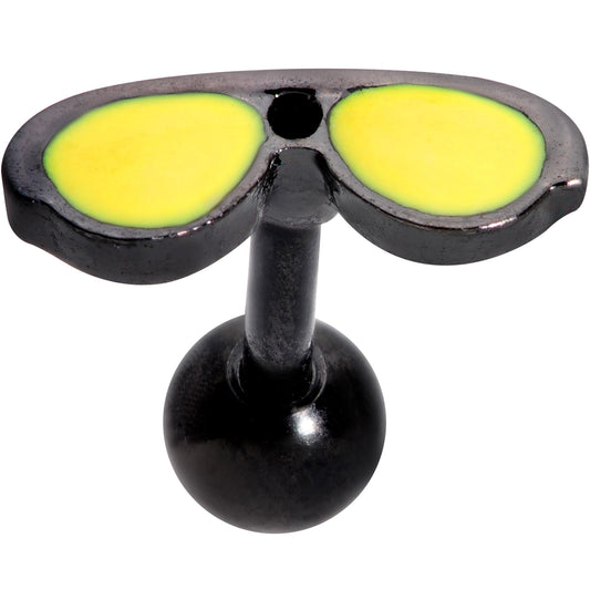 16G 5/16 Yellow Black Aviator Sunglasses Cartilage Tragus Earring