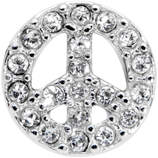 16G 3/8 Clear Gem Retro Peace Sign Labret Monroe Tragus