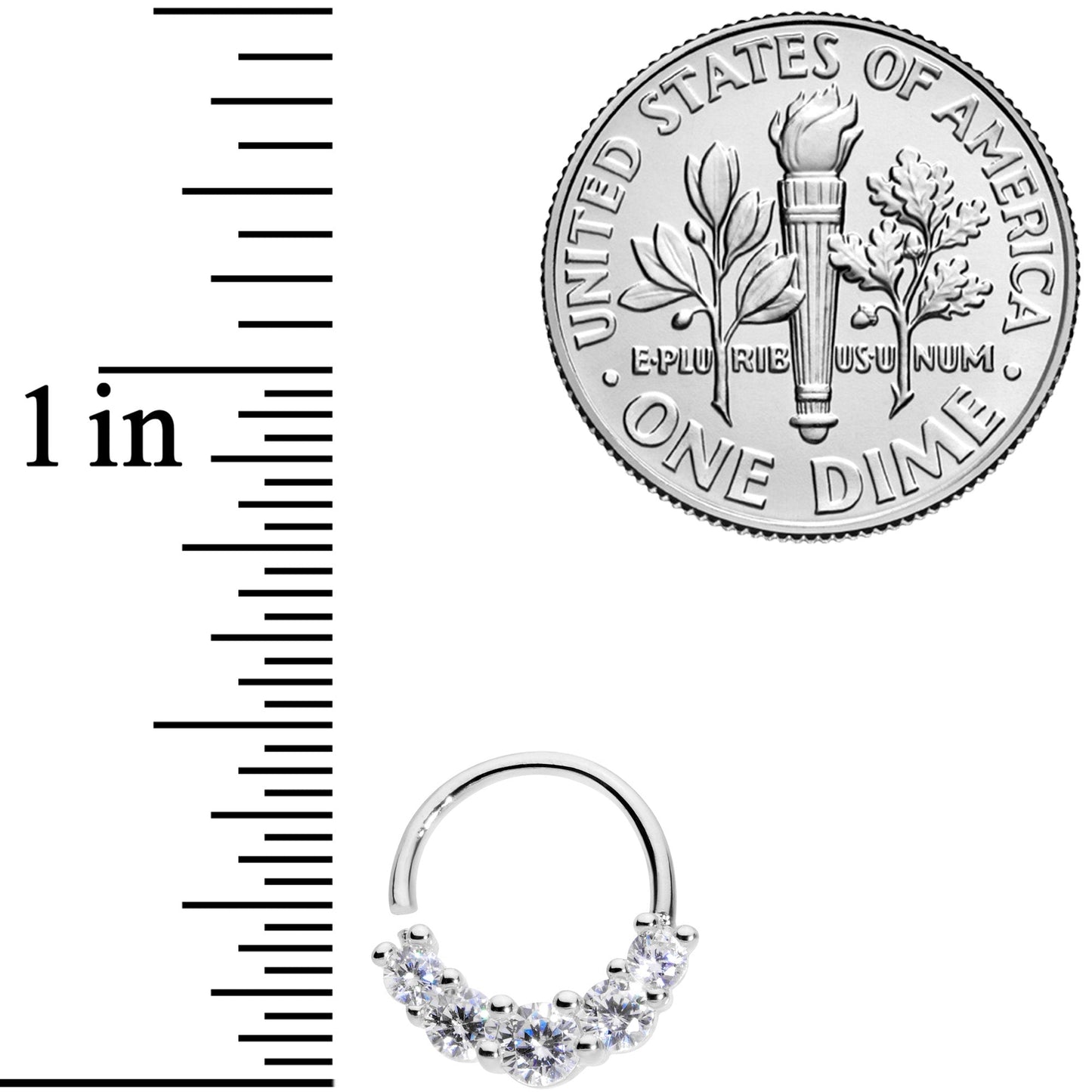 16G 3/8 Clear CZ Gem Cluster Closure Ring