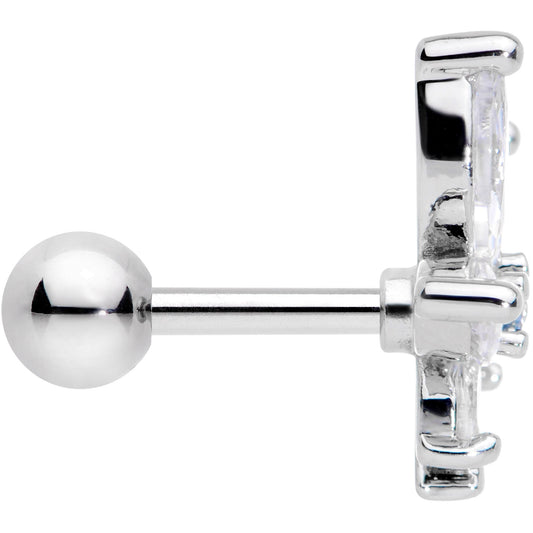 16G 1/4 Clear Blue CZ Gem Marijuana Leaf Labret Monroe Tragus