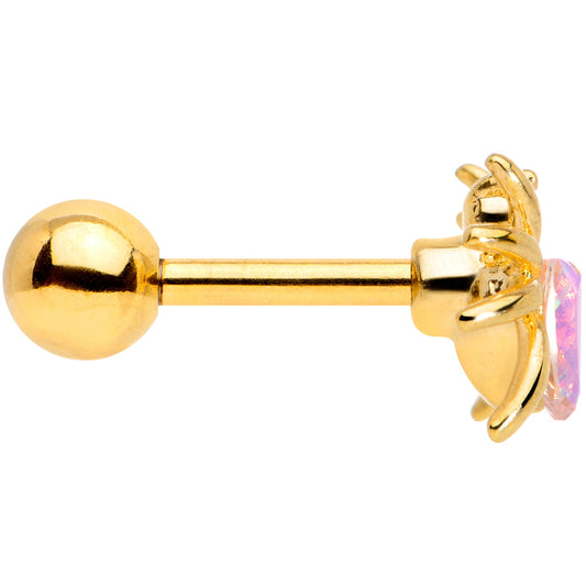 16G 1/4 Aurora Gem Gold Tone Heart Spider Cartilage Tragus