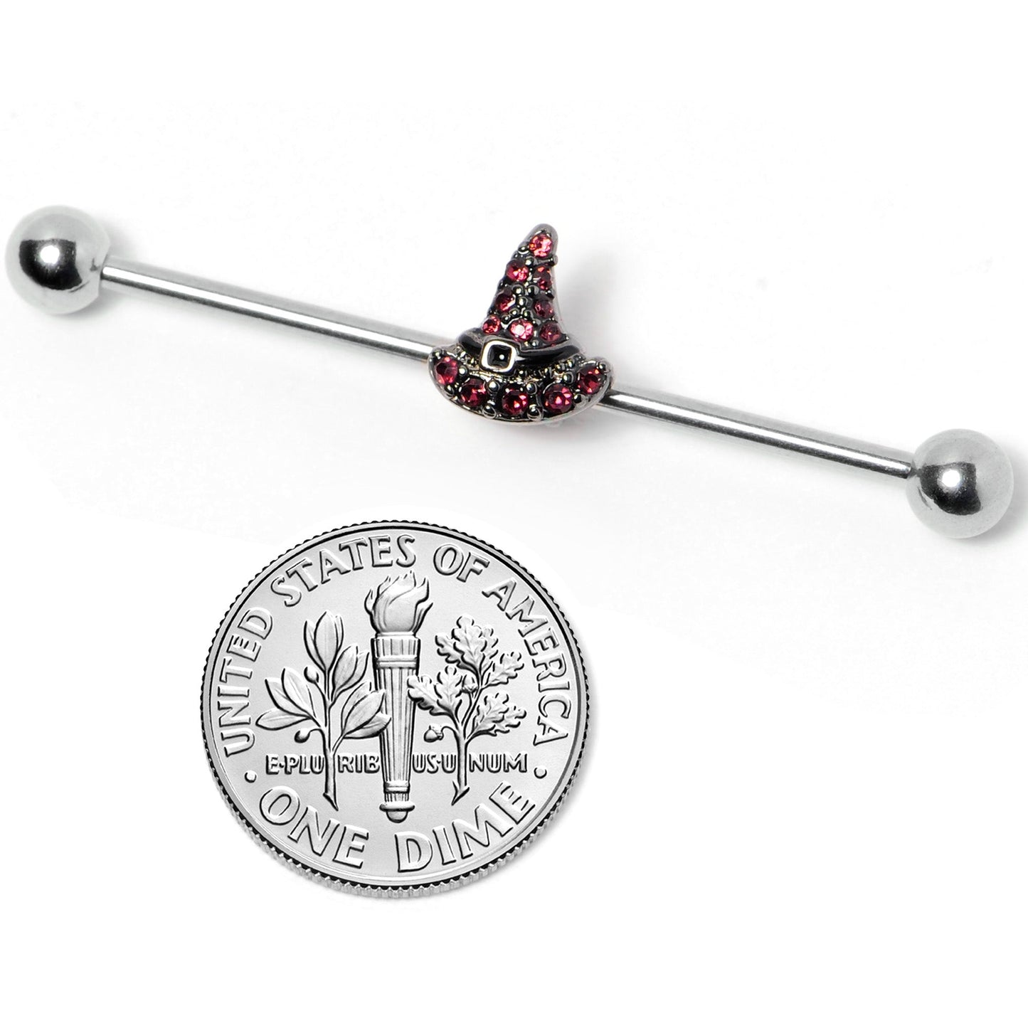 14G Purple Gem Witch Hat Halloween Industrial Barbell 38mm