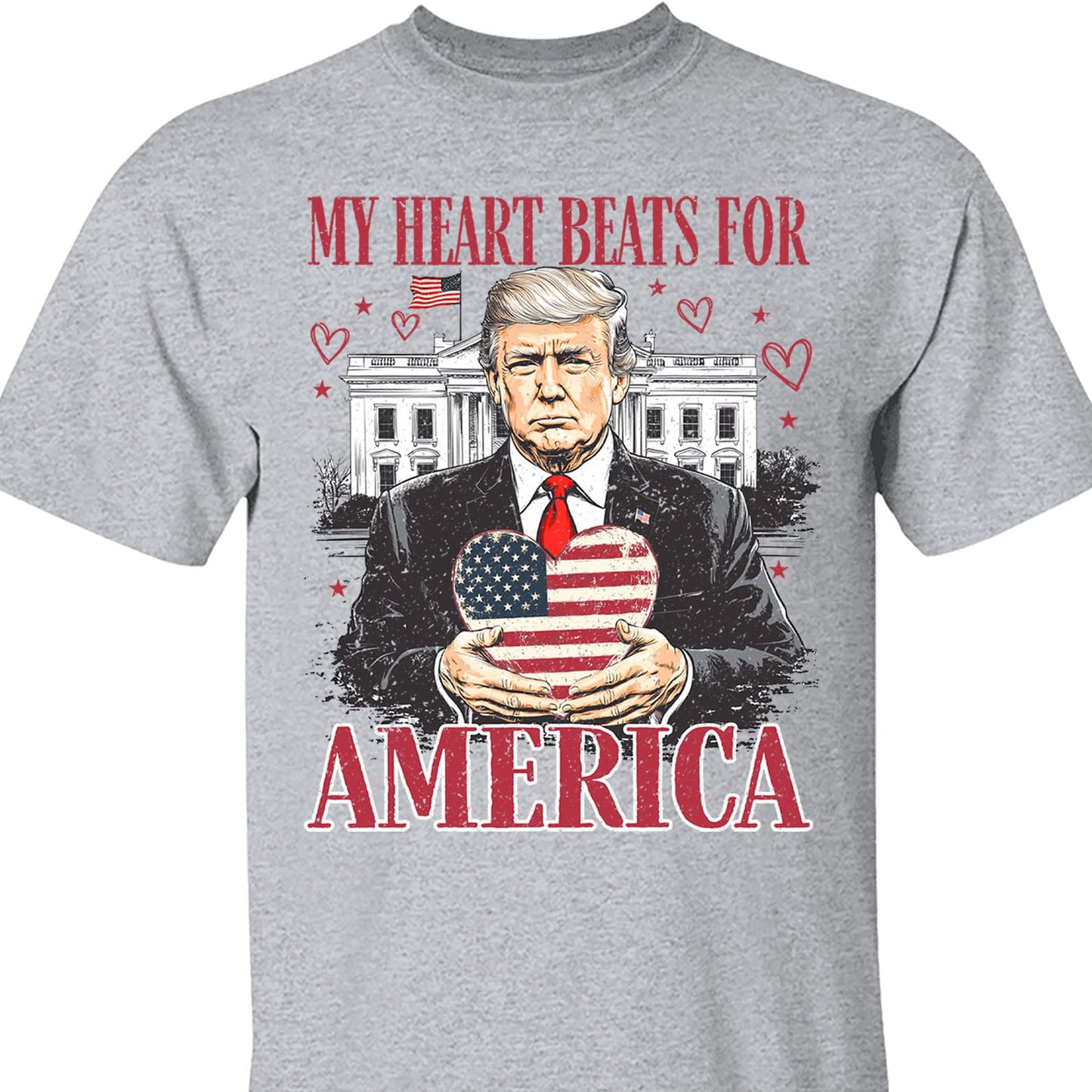 Trump My Heart Beats for America Shirt, Trump Lovers and Valentine T-Shirt, Trump Valentine's Day Sweatshirt Bright 681949 - GOP