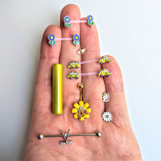 14G Clear CZ Gem Crossed Golf Clubs Industrial Barbell 38mm