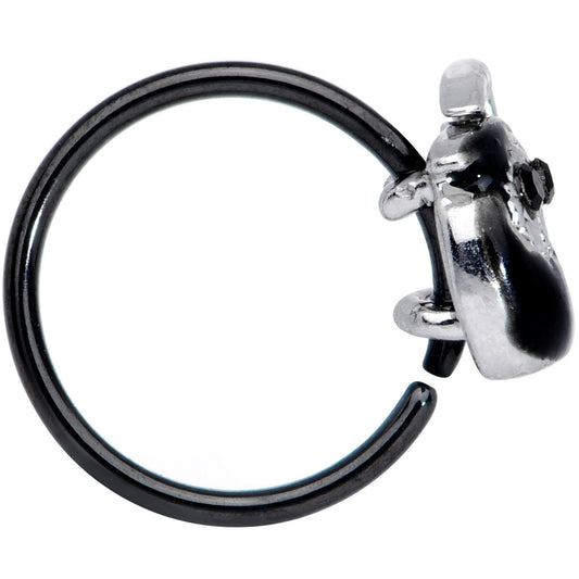 20G 1/4 Black Gem Black Grim Reaper Halloween Nose Hoop
