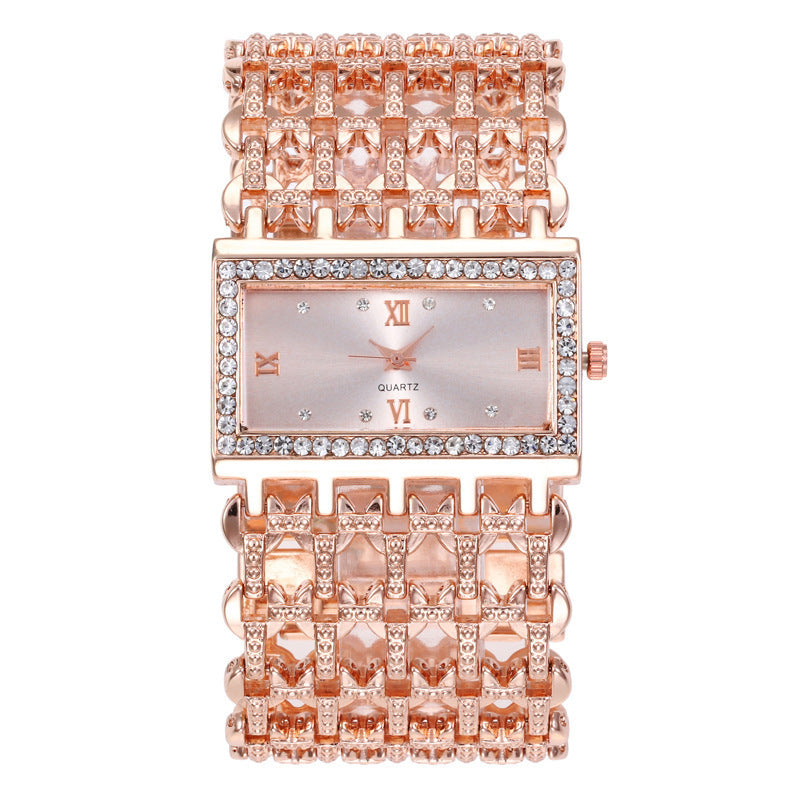 Women's Square Rhinestone Steel Band Watch