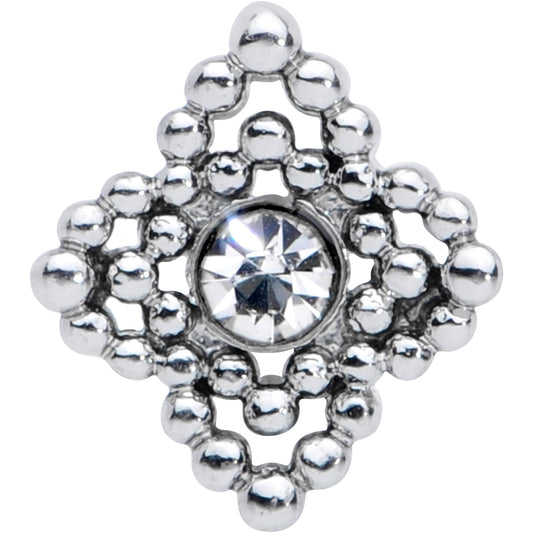 16G 1/4 Clear Gem Textured Cross Cartilage Tragus Earring