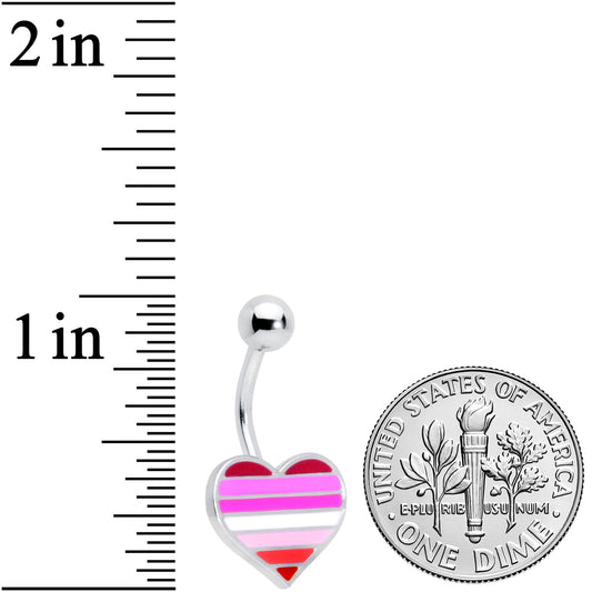 Red Pink White Lesbian Pride Heart Belly Ring